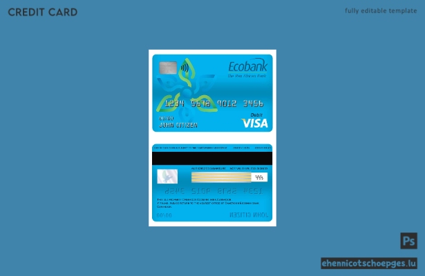 Beispielvorschau der Visa-Debitkarte der Ecobank Bank aus Kamerun